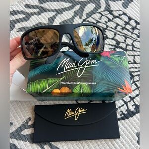 Maui Jim Peahi Polarized Wrap Sunglasses Black Matte MJ0202S-002 $289